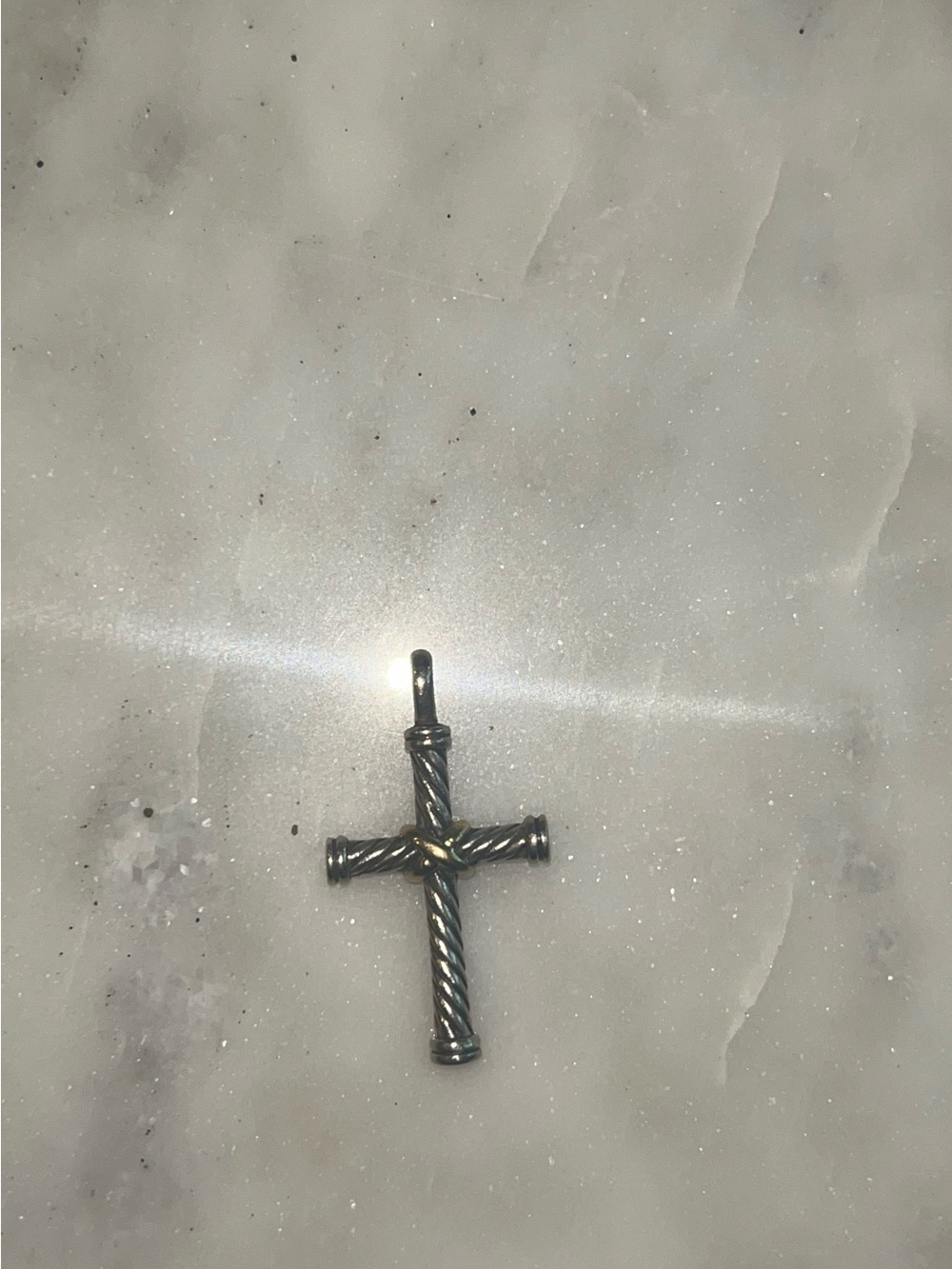 DAVID YURMAN CABLE CROSS PENDANT Sterling Silver with 18K Yellow Gold, 35mm